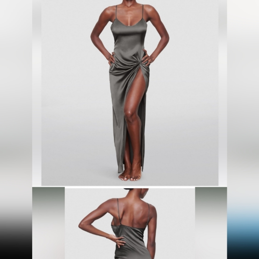 NWT Skims Stretch Silk High Slit Slip Dress 3X